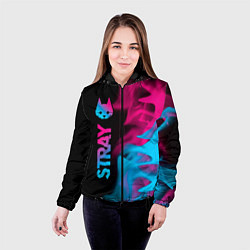 Куртка с капюшоном женская Stray - neon gradient: по-вертикали, цвет: 3D-черный — фото 2
