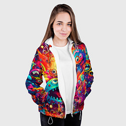 Куртка с капюшоном женская Кислотные чудики, цвет: 3D-белый — фото 2