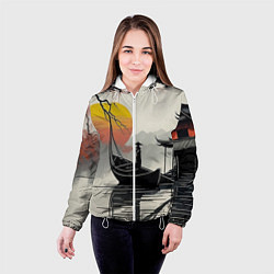 Куртка с капюшоном женская Красота Японии, цвет: 3D-белый — фото 2