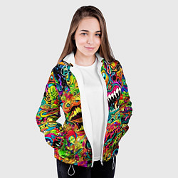 Куртка с капюшоном женская Психоделические галлюцинации, цвет: 3D-белый — фото 2
