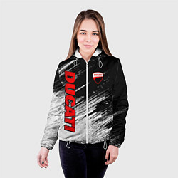 Куртка с капюшоном женская Ducati - потертости краски, цвет: 3D-белый — фото 2