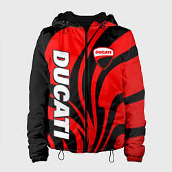 Куртка с капюшоном женская Ducati - red stripes, цвет: 3D-черный