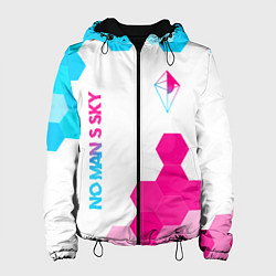 Куртка с капюшоном женская No Mans Sky neon gradient style: надпись, символ, цвет: 3D-черный