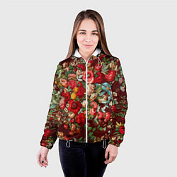 Куртка с капюшоном женская Платок цветочный узор, цвет: 3D-белый — фото 2