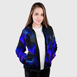 Куртка с капюшоном женская Разлом плит из неона, цвет: 3D-черный — фото 2