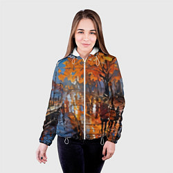 Куртка с капюшоном женская Осенний город импрессионизм, цвет: 3D-белый — фото 2