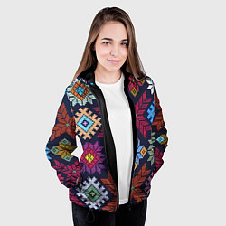 Куртка с капюшоном женская Орнамент удмуртский, цвет: 3D-черный — фото 2