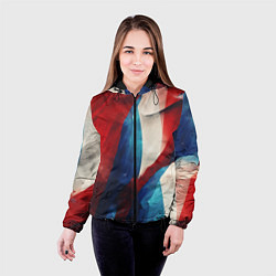 Куртка с капюшоном женская Абстракция в цветах флага РФ, цвет: 3D-черный — фото 2