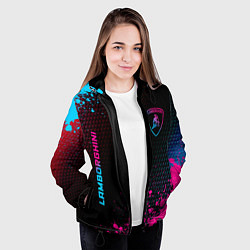 Куртка с капюшоном женская Lamborghini - neon gradient: надпись, символ, цвет: 3D-черный — фото 2