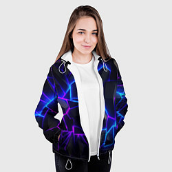 Куртка с капюшоном женская Синий и фиолетовый неон, цвет: 3D-белый — фото 2