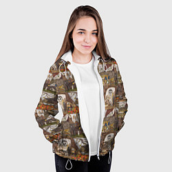 Куртка с капюшоном женская Рисунки коллаж, цвет: 3D-белый — фото 2