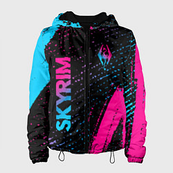 Куртка с капюшоном женская Skyrim - neon gradient: надпись, символ, цвет: 3D-черный