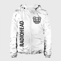 Куртка с капюшоном женская Radiohead glitch на светлом фоне: надпись, символ, цвет: 3D-белый