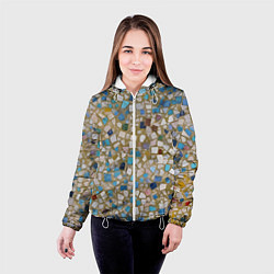 Куртка с капюшоном женская Мозаика белая разноцветная, цвет: 3D-белый — фото 2