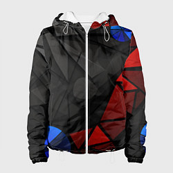 Куртка с капюшоном женская Black blue red elements, цвет: 3D-белый