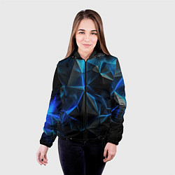 Куртка с капюшоном женская Blue abstract ice, цвет: 3D-черный — фото 2
