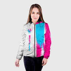 Куртка с капюшоном женская Poppy Playtime neon gradient style: по-вертикали, цвет: 3D-черный — фото 2