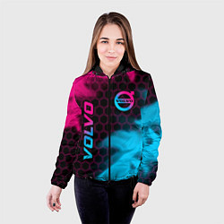 Куртка с капюшоном женская Volvo - neon gradient: надпись, символ, цвет: 3D-черный — фото 2