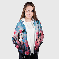 Куртка с капюшоном женская Цветочная аура, цвет: 3D-белый — фото 2