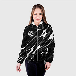 Куртка с капюшоном женская Volkswagen - острые линии, цвет: 3D-белый — фото 2