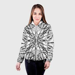Куртка с капюшоном женская Абстрактный контрастный паттерн, цвет: 3D-белый — фото 2