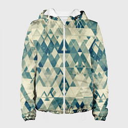 Куртка с капюшоном женская Абстракция светло-зеленый, цвет: 3D-белый