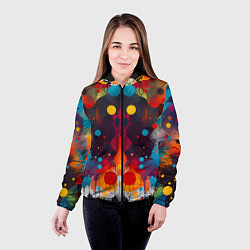 Куртка с капюшоном женская Mirrow colorful blots - abstraction - vogue, цвет: 3D-черный — фото 2