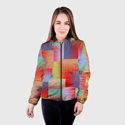 Куртка с капюшоном женская Веселая разноцветная клетка, цвет: 3D-черный — фото 2