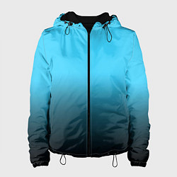 Куртка с капюшоном женская Градиент чёрно-голубой, цвет: 3D-черный