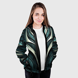 Куртка с капюшоном женская Абстрактные узор в виде лица, цвет: 3D-черный — фото 2