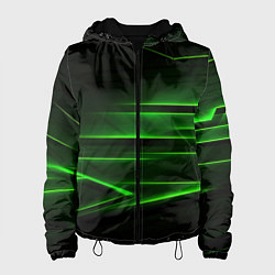Куртка с капюшоном женская Green lines abstract, цвет: 3D-черный