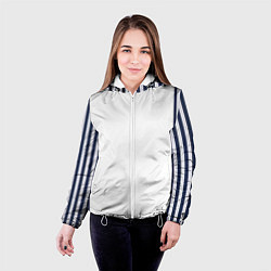 Куртка с капюшоном женская Синие вертикальные полосы по бокам, цвет: 3D-белый — фото 2