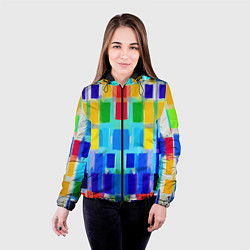 Куртка с капюшоном женская Colorful strips - pop art - vogue, цвет: 3D-черный — фото 2