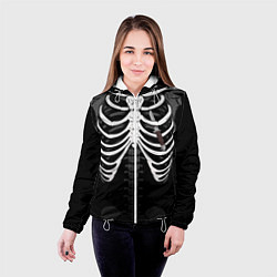 Куртка с капюшоном женская Скелет: ребра и нож, цвет: 3D-белый — фото 2
