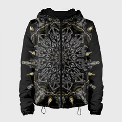 Куртка с капюшоном женская Большая костяная мандала, цвет: 3D-черный