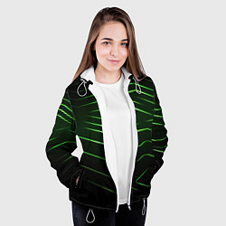 Куртка с капюшоном женская Green abstract dark background, цвет: 3D-белый — фото 2