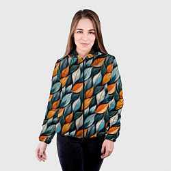 Куртка с капюшоном женская Узор из листьев поздняя осень, цвет: 3D-черный — фото 2