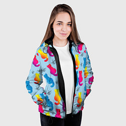 Куртка с капюшоном женская Коты звездные и веточки, цвет: 3D-черный — фото 2