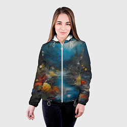 Куртка с капюшоном женская Абстрактная живопись в стиле импрессионизма, цвет: 3D-белый — фото 2