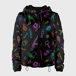 Куртка с капюшоном женская Оружие - цветной на чёрном, цвет: 3D-черный