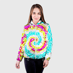 Куртка с капюшоном женская Тай-дай триппи, цвет: 3D-белый — фото 2