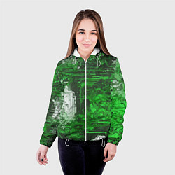Куртка с капюшоном женская Киберпанк заражение зелёное, цвет: 3D-белый — фото 2