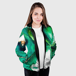 Куртка с капюшоном женская Жидкий изумруд в стиле арт, цвет: 3D-черный — фото 2