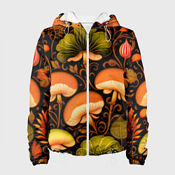 Женская куртка Грибы с листвой узор