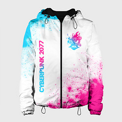 Женская куртка Cyberpunk 2077 neon gradient style: надпись, симво
