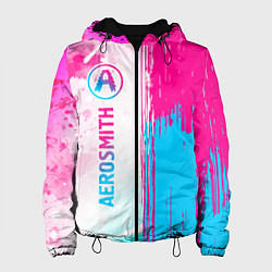 Куртка с капюшоном женская Aerosmith neon gradient style: по-вертикали, цвет: 3D-черный