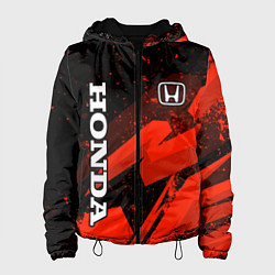 Куртка с капюшоном женская Honda - красная абстракция, цвет: 3D-черный