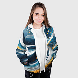 Куртка с капюшоном женская Закрученная абстракция от нейросети, цвет: 3D-белый — фото 2