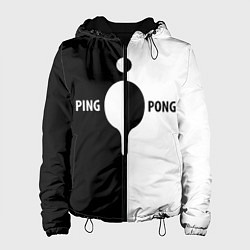 Куртка с капюшоном женская Ping-Pong черно-белое, цвет: 3D-черный