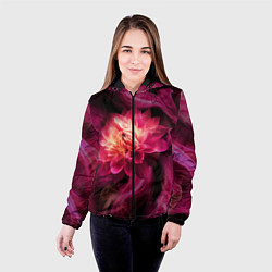 Куртка с капюшоном женская Розовый цветок в огне - нейросеть, цвет: 3D-черный — фото 2